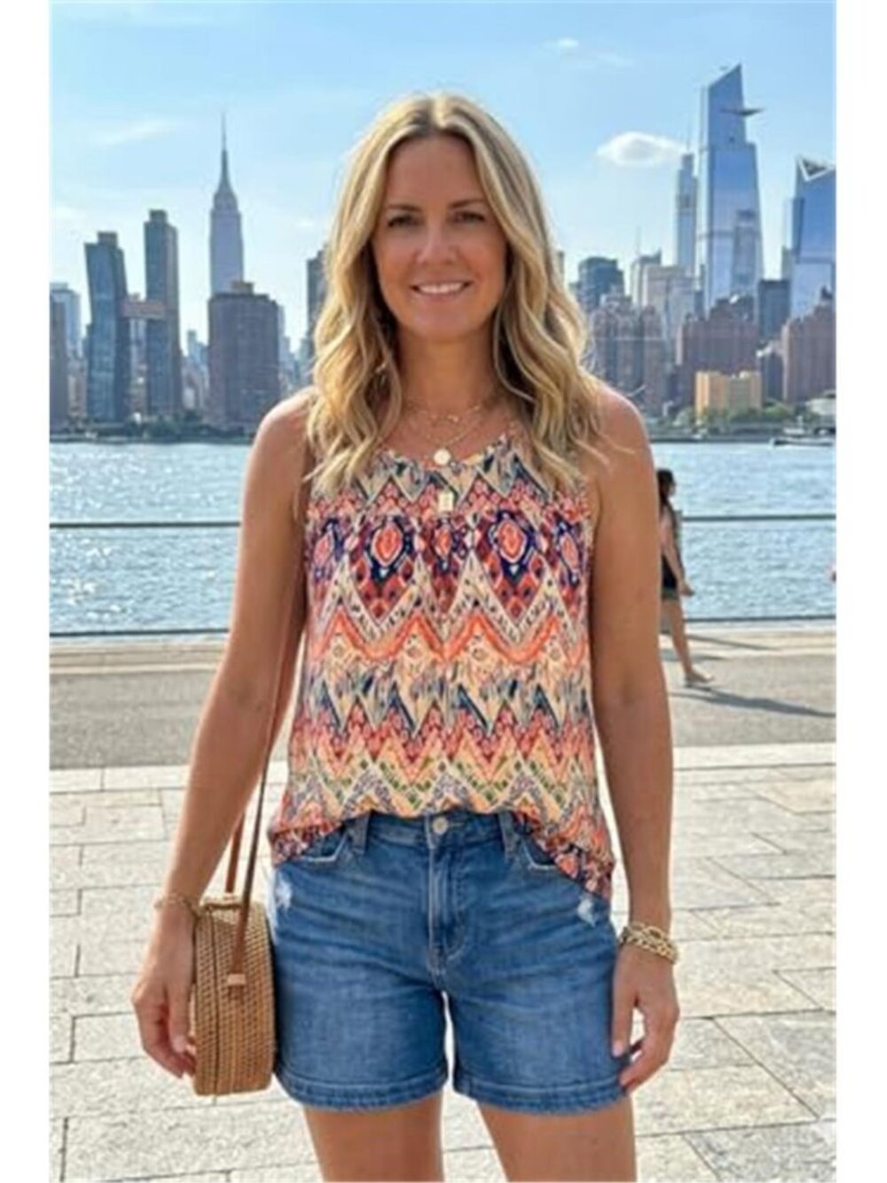 Boho Print Tank Top Women Sleeveless Tunic Casual Summer Shirt - Picture 5 of 6